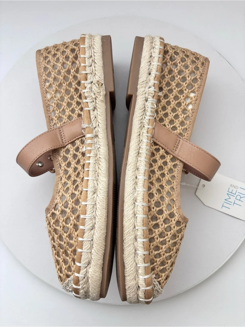 Time and Tru Raffia Espadrille Mary Jane Flats Womens 7 Memory Foam NWT